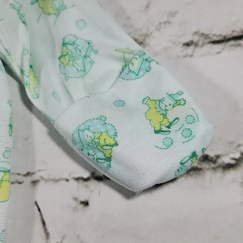 Vintage 70s Carters Layette Gown Sack Newborn Clowns Bears White Blue‎ Yellow